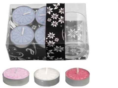 4-Piece Tea Light Candle With Glass Holder In Clear Box - As(48x.84)