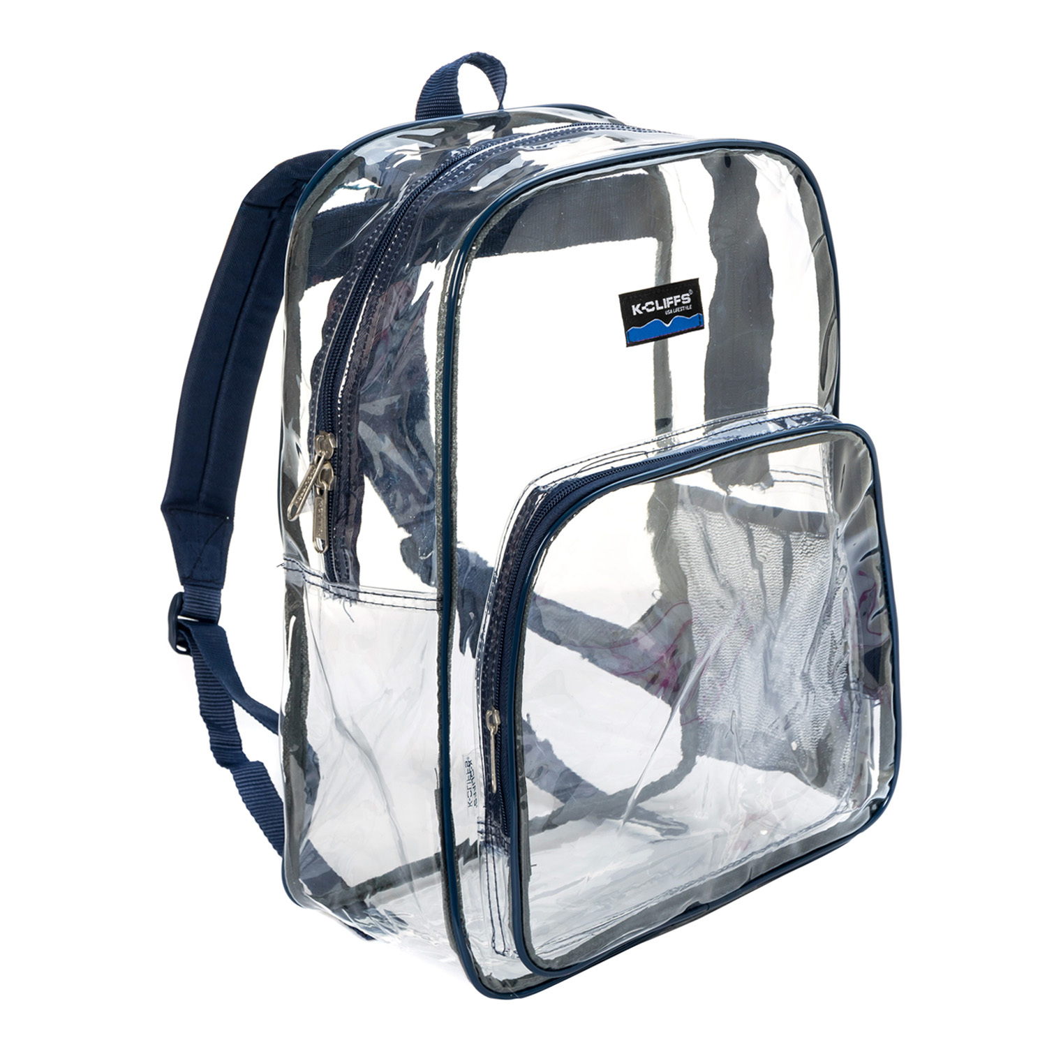 Wholesale 17" Classic Clear Backpack Navy Trim DollarDays