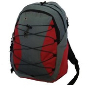 Backpack Mw/3 compartment &amp; 1 CD pouch 18.5x12x9,Grey/Red.