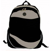 600D Poly Backpack, 17.5"x12"x6", Black/Grey.