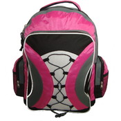18" Multi Pocket Backpack w/Pockets- Hot Pink/Black/Grey