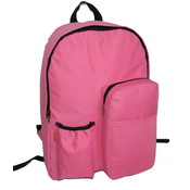 17" Backpack w/water bottler holder - Hot Pink