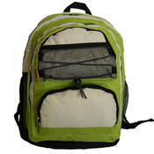 18" Backpack w/2 main compts, 18"x13"x8",Lime Green/Beige.
