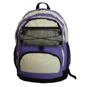 18" Backpack w/2 main compts, 18"x13"x8",Purple/Beige.