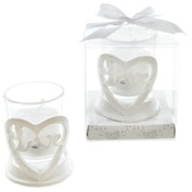 Love Heart on Glass Votive Candle Holder