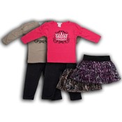 Girl's Knit Top Sequence Skirt and Legging Set