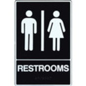 Plastic Braille "Restrooms" Sign