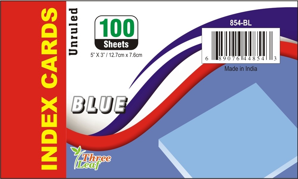 Wholesale Index Cards 100 Packs Unruled, Blue, 3" x 5" DollarDays
