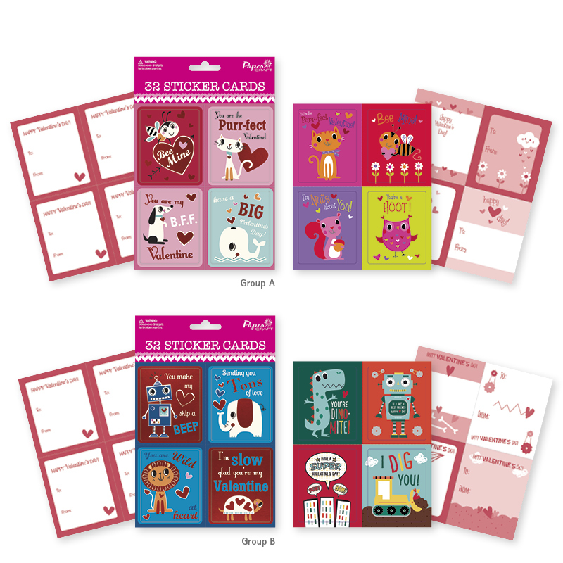 Valentines Day School Exchange Sticker Cards (32CT)(48x.18)