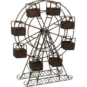 Rattan and Metal Ferris Wheel with Planter Baskets