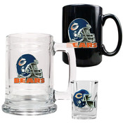 Chicago Bears NFL 15oz Tankard, 15oz Ceramic Mug &amp; 2oz Shot Glass Set - Helmet Logo