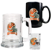 Cincinnati Bengals NFL 15oz Tankard, 15oz Ceramic Mug &amp; 2oz Shot Glass Set - Helmet Logo
