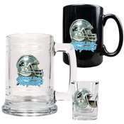 Carolina Panthers NFL 15oz Tankard, 15oz Ceramic Mug &amp; 2oz Shot Glass Set - Helmet Logo