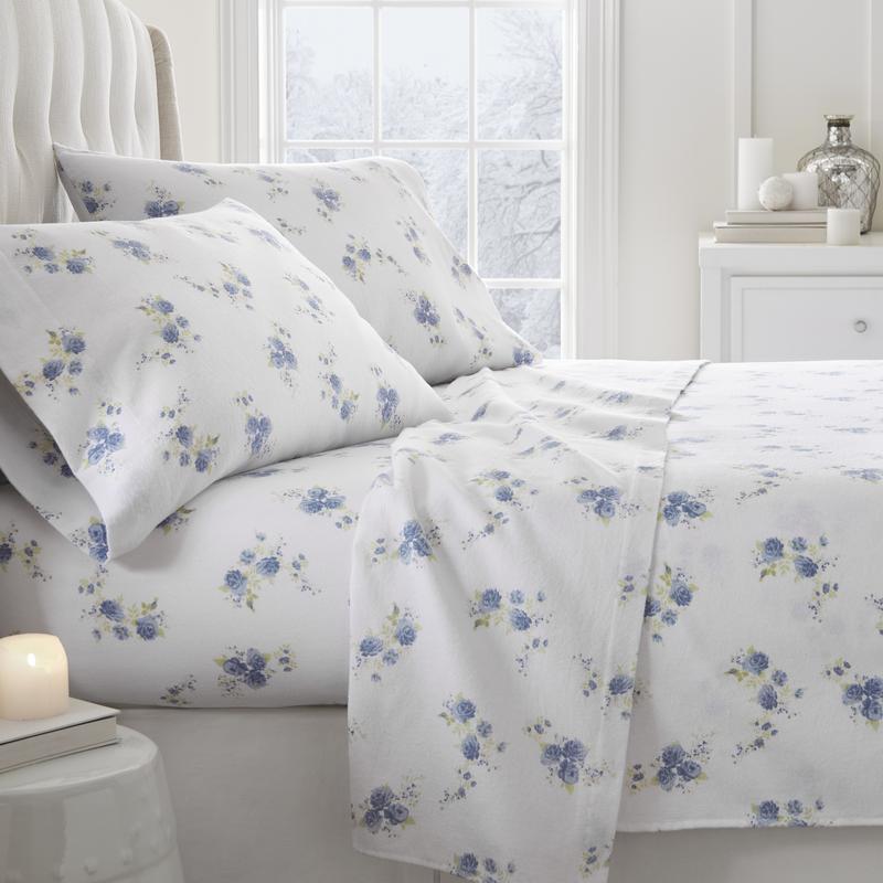 Soft Essentials Premium Rose Pattern 4 Piece Flannel Bed Sh(12x.38)