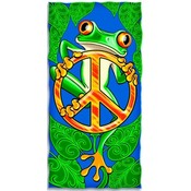 Peace Frog Design Beach Towel