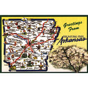 Arkansas Postcard 12134 State Map Wholesale Bulk