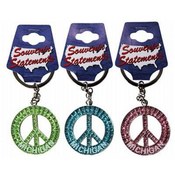 Michigan Keychain- Glitter Peace Symbol