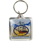 Connecticut Keychain Lucite 3 View