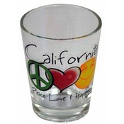 California Shotglass- Peace/Love/Happiness