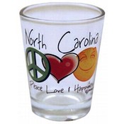 North Carolina Shotglass- Peace/Love/Happiness
