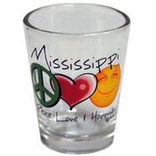Mississippi Shotglass- Peace/Love/Happiness