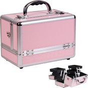 3-Tiers Expandable Trays Pink Makeup Case