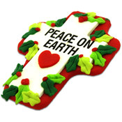 Fimo Peace On Earth Cross With Holly Pin