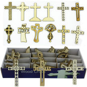 Wood Cross 72 Piece Display Assorted Designs