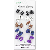 5 Pair Polka Dot Bow Fashion Earrings Jewelry Asso