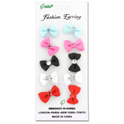 5 Pair Bow Fashion Earrings Assorted Colors Wholesale Bulk