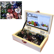 Glass Heart Stones in Box