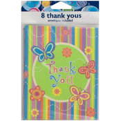 Butterfly Stripes Thank You Cards/Envelopes