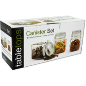 Embossed Canisters With Clamps, Set Of 3