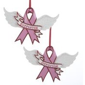 5.25" Resin Pink Ribbon Ornament