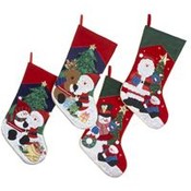 19"Embroidered Santa and Snowman Stockings