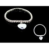 Crystal Stretch Heart Charm Bracelet