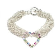 Multi Strand Multi Color Austrain Crystal Heart Br