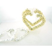 Heart Shape Bamboo Earrings XL Gold