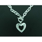 Center Cut Out Tiffany Themed Heart Necklace