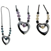 Hematite Heart Cut Out Necklace / Assorted