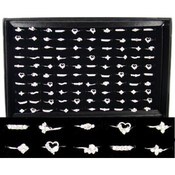 Clear Rhinestone Rings   100 per tray Wholesale Bulk
