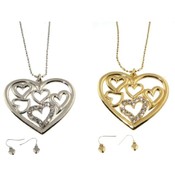 Big Heart, Little Hearts Necklace and Earring Set