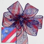 Stars &amp; Stripes Banner Fabric Wire Edged Ribbon