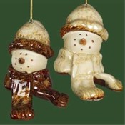 3" Rustic Snowman Head Ornament