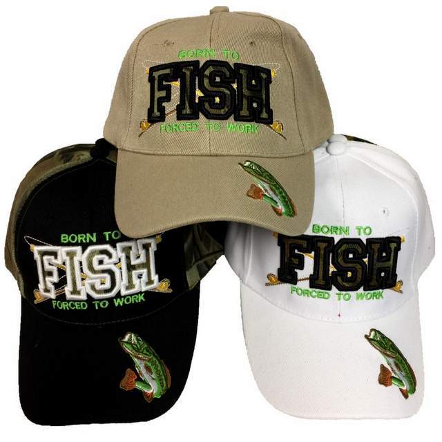 FISHING BALL CAP NAVYBLUE BORN TO FISH  HAT