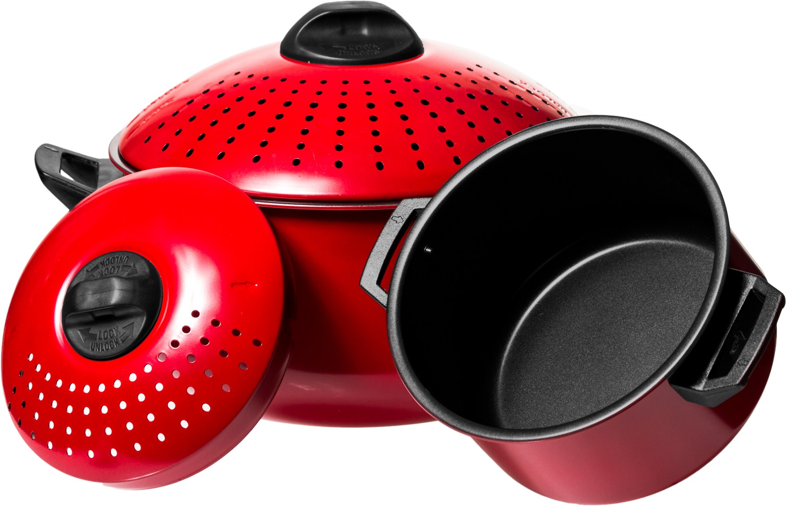 Wholesale Pasta Pots With Strainer Lids Red, 4 Pieces DollarDays