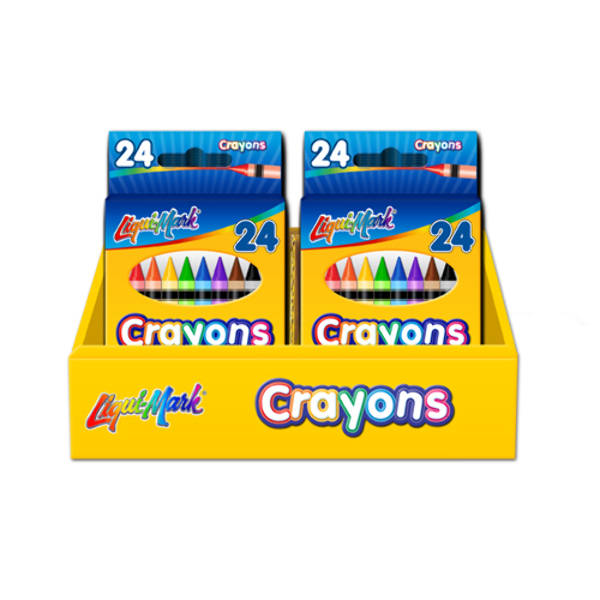 Wholesale 24 Pack Crayons Assorted Colors PDQ Display