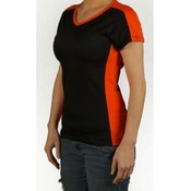 Ladies Black/Orange Short Sleeve Top