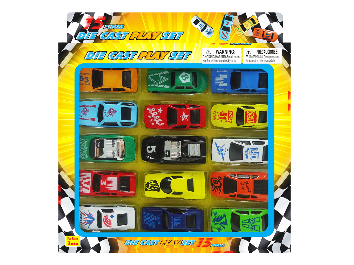 Wholesale Diecast Car Playsets 15 Pieces, Ages 3+, 2.5"