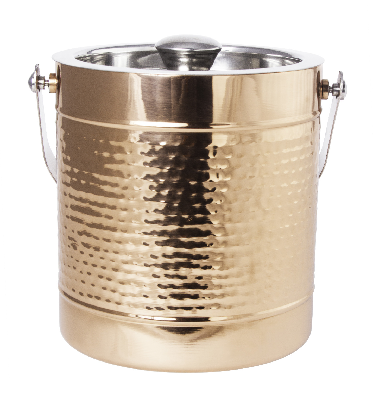 Wholesale S/S Double Wall Copper Plated Ice Bucket Hammered (SKU